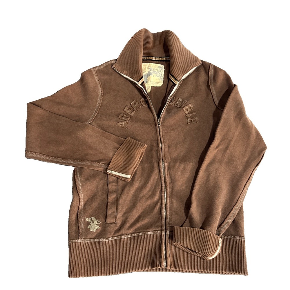 Abercrombie & Fitch Vintage  Zip-up Spellout Brown Size Large